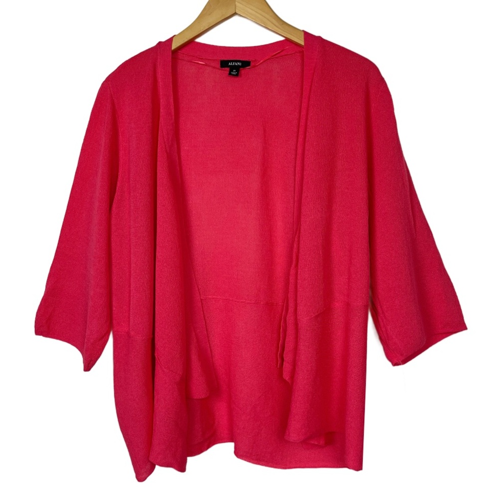 Alfani Plus Coral Pink/Red Open Cardigan Sweater‎